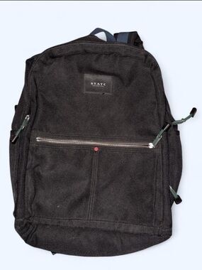 STATE Black Canvas Backpack with Silver Zipper Accent